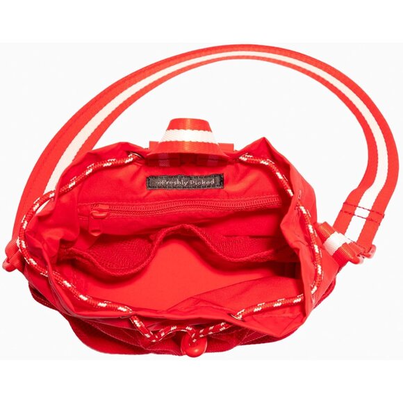 Drawcord Crossbody Bag Unisex Cherry Polyester Secure Pockets Lightweight - Picture 3 of 5